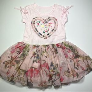 NWOT soft pink floral printed mesh dress size 3T
